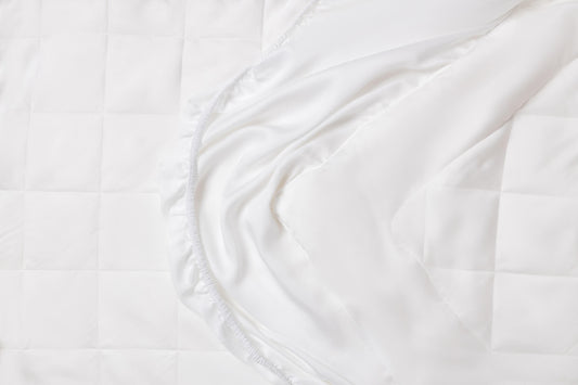 ethical bedding silk fitted sheet in white