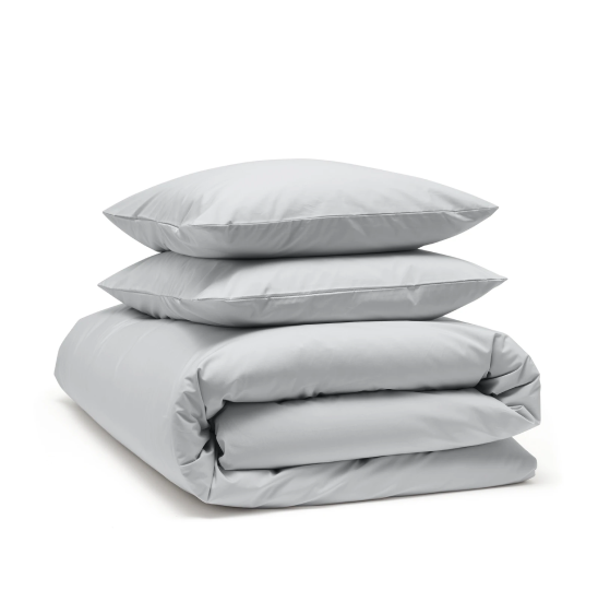 grey eucalyptus pillow set sitting on top of an organic duvet